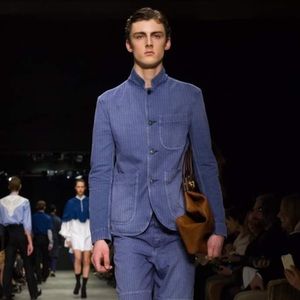 New Burberry Herringbone Workwear Linen Blend Jacket Size 48EU/38US